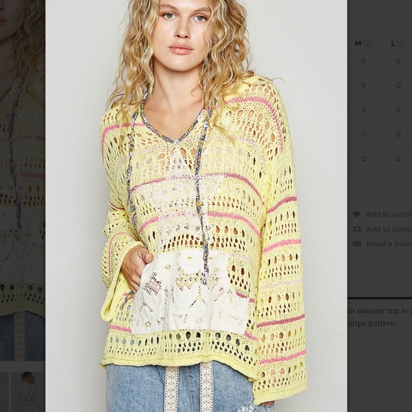 POL “ Baltimore 2” POL Woven Loop Sweater Hoodie with Crochet Patch Detail 22 - Picture 2 of 5